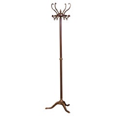 Antique Early 20th Century French Gilt Brass Swivel Four-Hook Hall Tree Stand