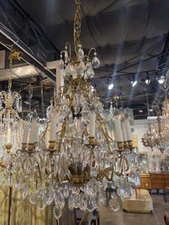 Early 20th Century French Gilt Bronze and Crystal Chandelier