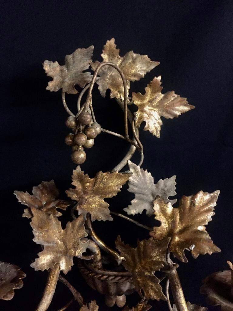 Metal Early 20th Century French Gilt Grape Vine Wall Sconces For Sale