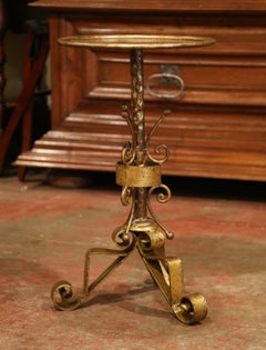 Early 20th Century French Gilt Painted Iron Martini Pedestal Round Table