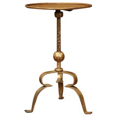 Early 20th Century French Gilt Painted Iron Pedestal Martini Side Table