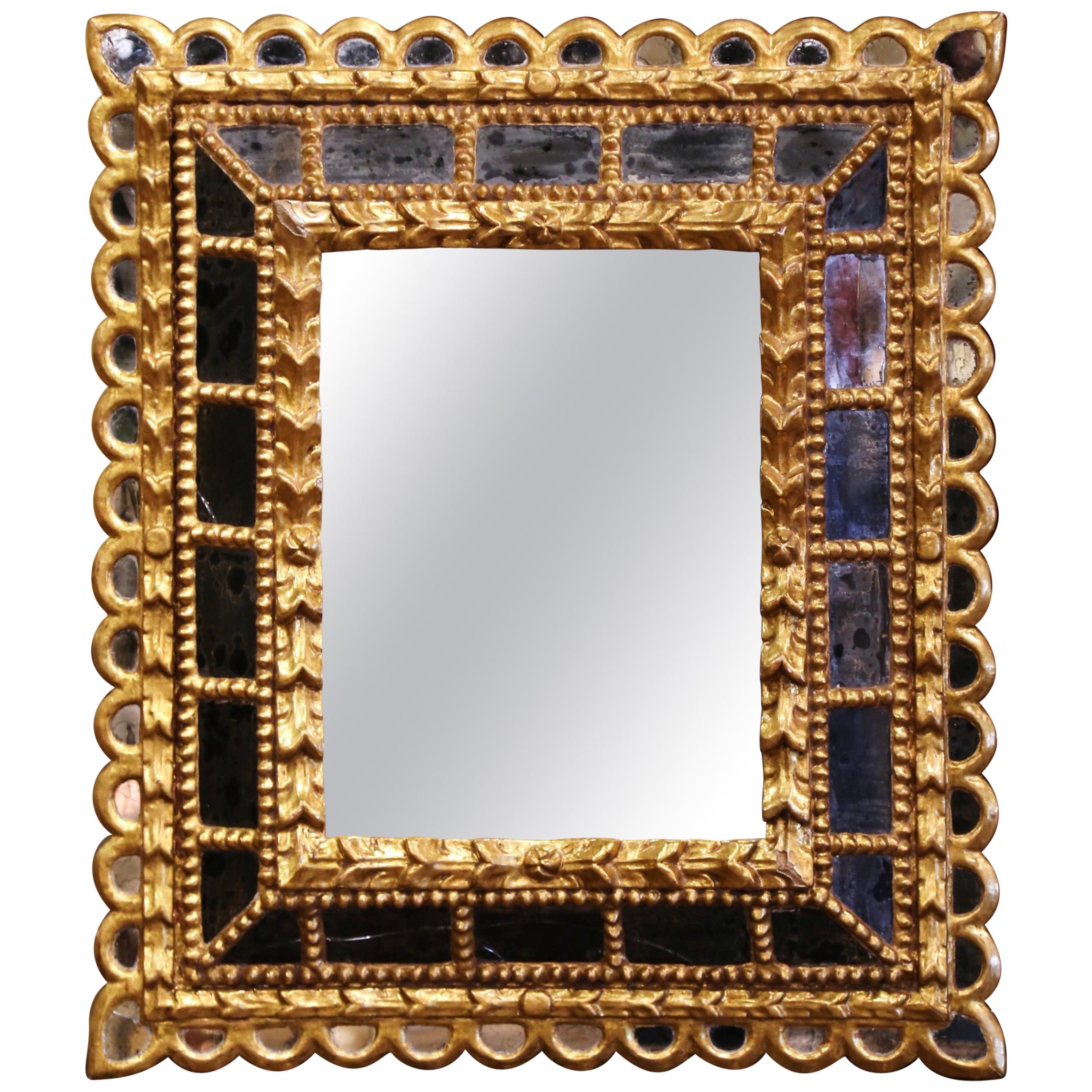 Early 20th Century French Giltwood Sunburst Mirror with Overlay Recessed Glass