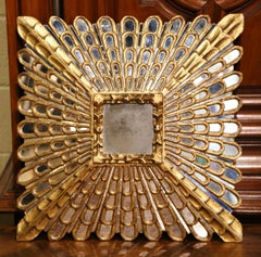 Early 20th Century French Giltwood Sunburst Mirror with Overlay Recessed Glass