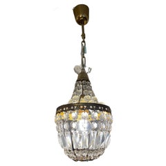 Early 20th Century French Glass and Brass Mongolfier Chandelier, 1900s
