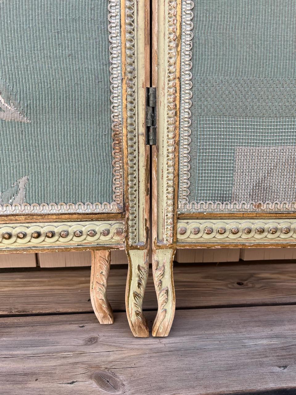Early 20th century French Glass and Fabric Folding Screen, 1920s For Sale 11