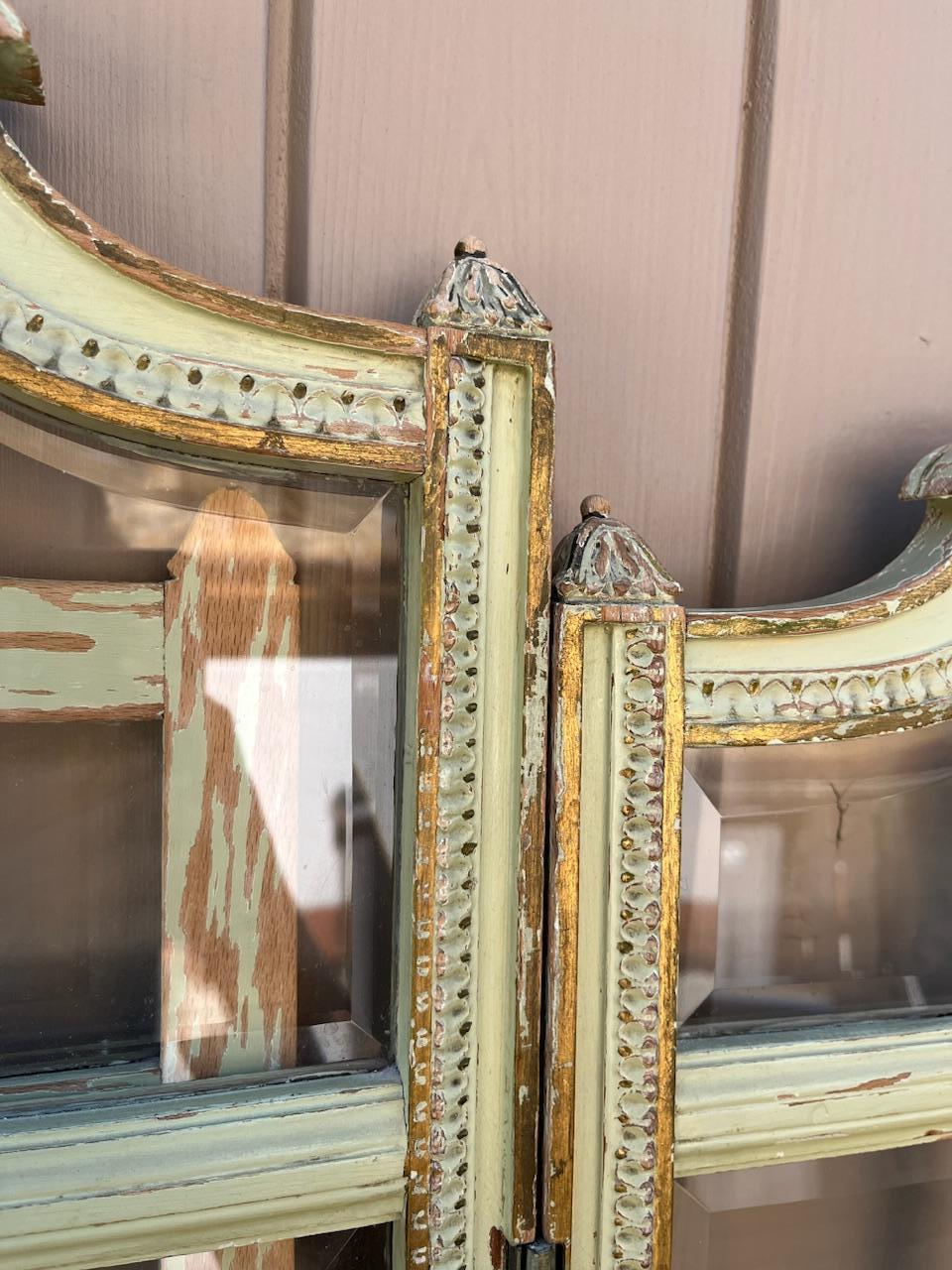 Early 20th century French Glass and Fabric Folding Screen, 1920s For Sale 12