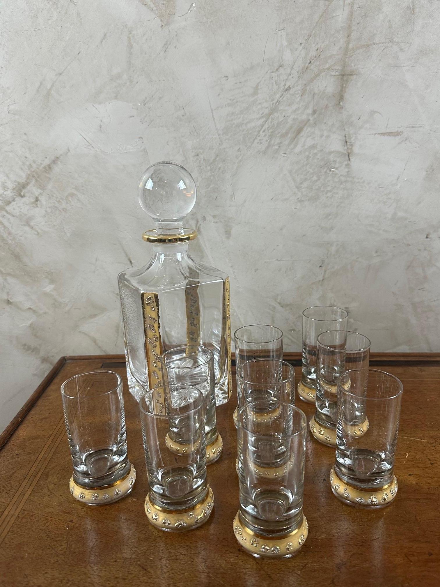 Juego de licor de vidrio y oro francés de principios del siglo XX, 1900 Francés en venta
