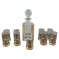 Juego de licor de vidrio y oro francés de principios del siglo XX, 1900