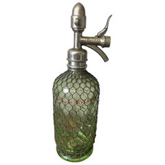 Early 20th Century French Glass and Metal Siphon Bottle, 1900s