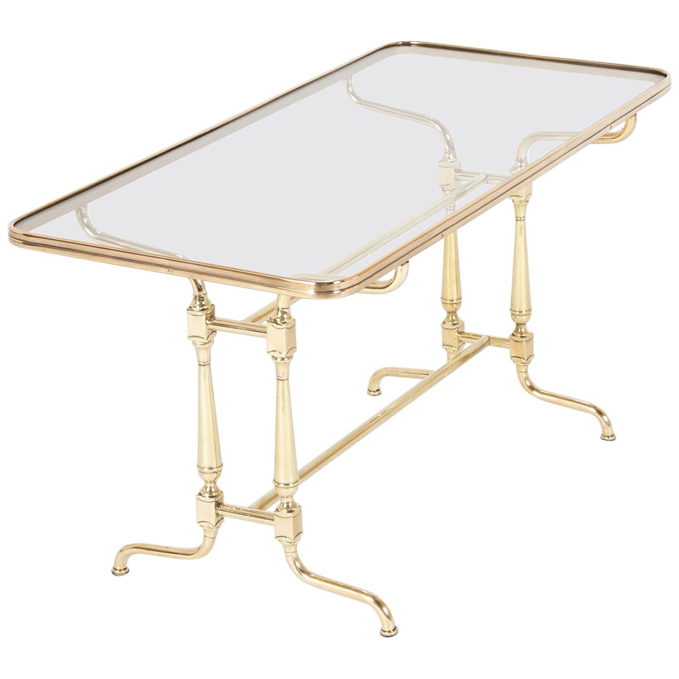 Early 20th Century French Glass Top Brass Coffee Table