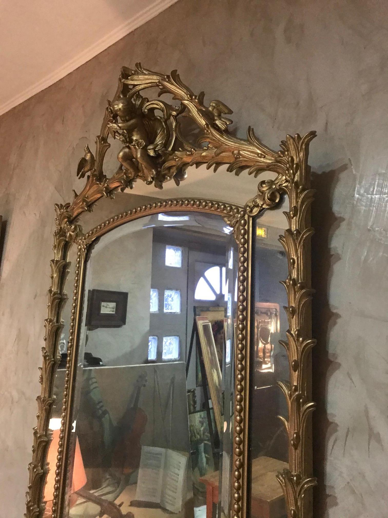 Early 20th Century French Golden Wood Louis XV Mirror 1