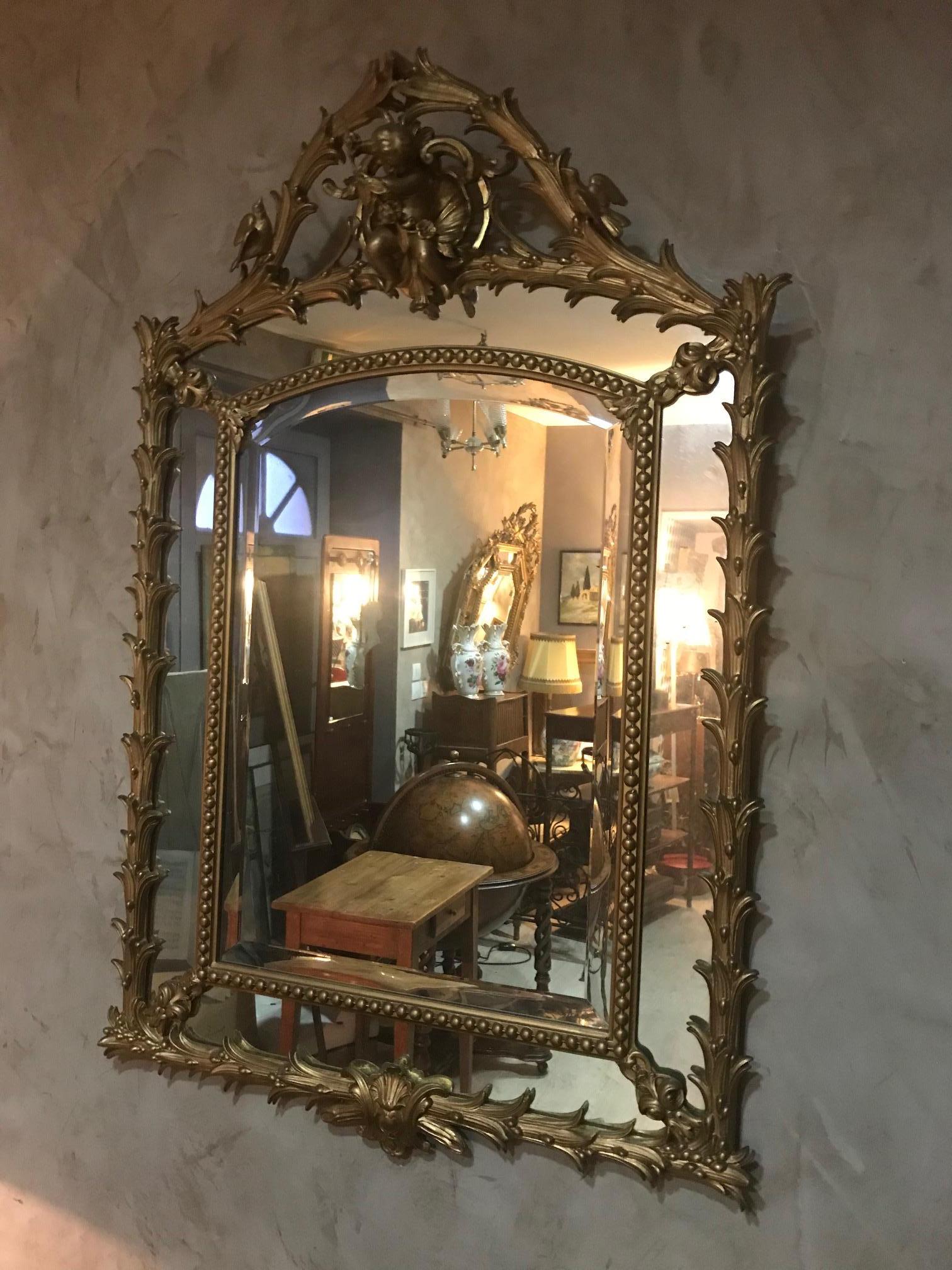 Early 20th Century French Golden Wood Louis XV Mirror 2