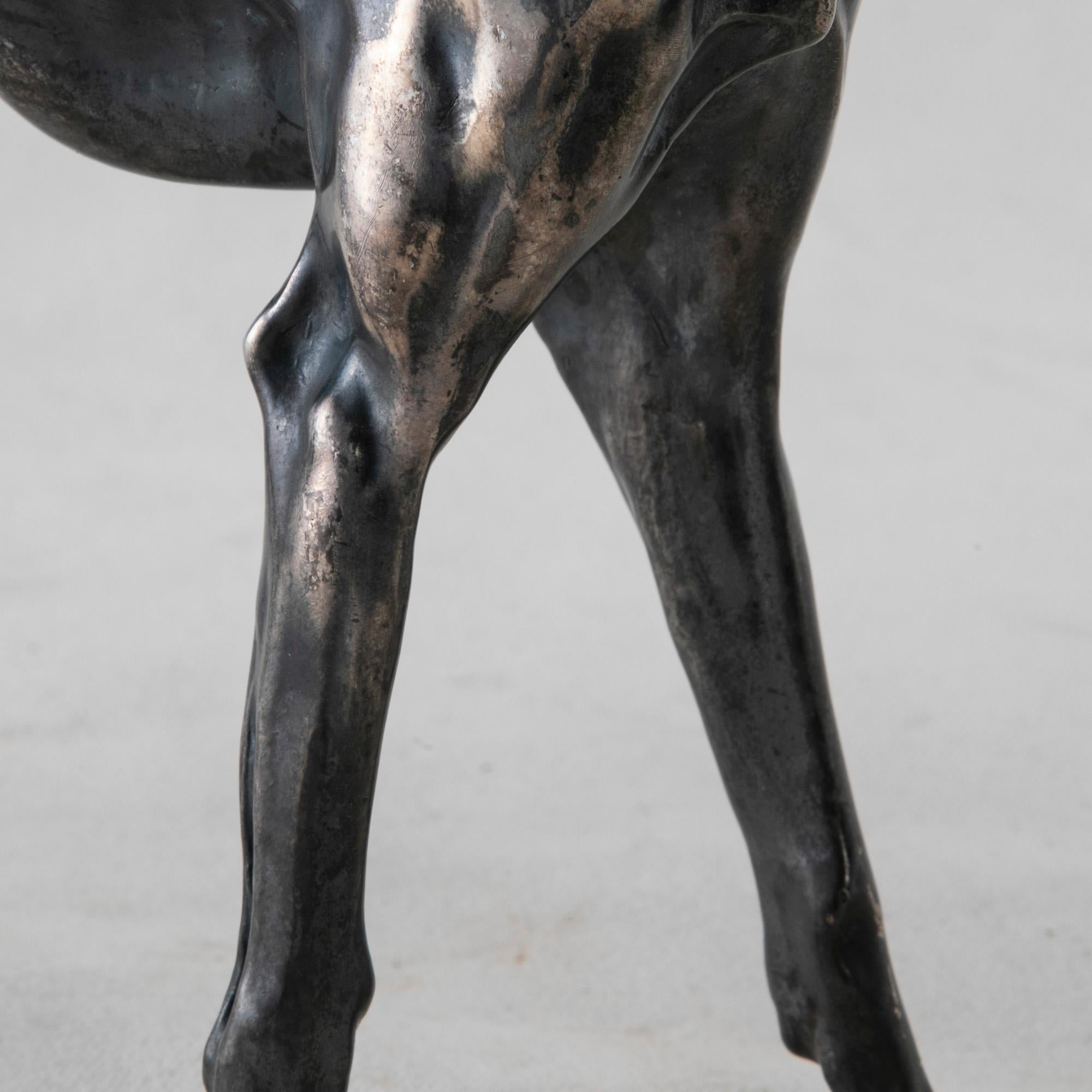 Early 20th Century French Greyhound Sculpture with Original Silver Patina 4