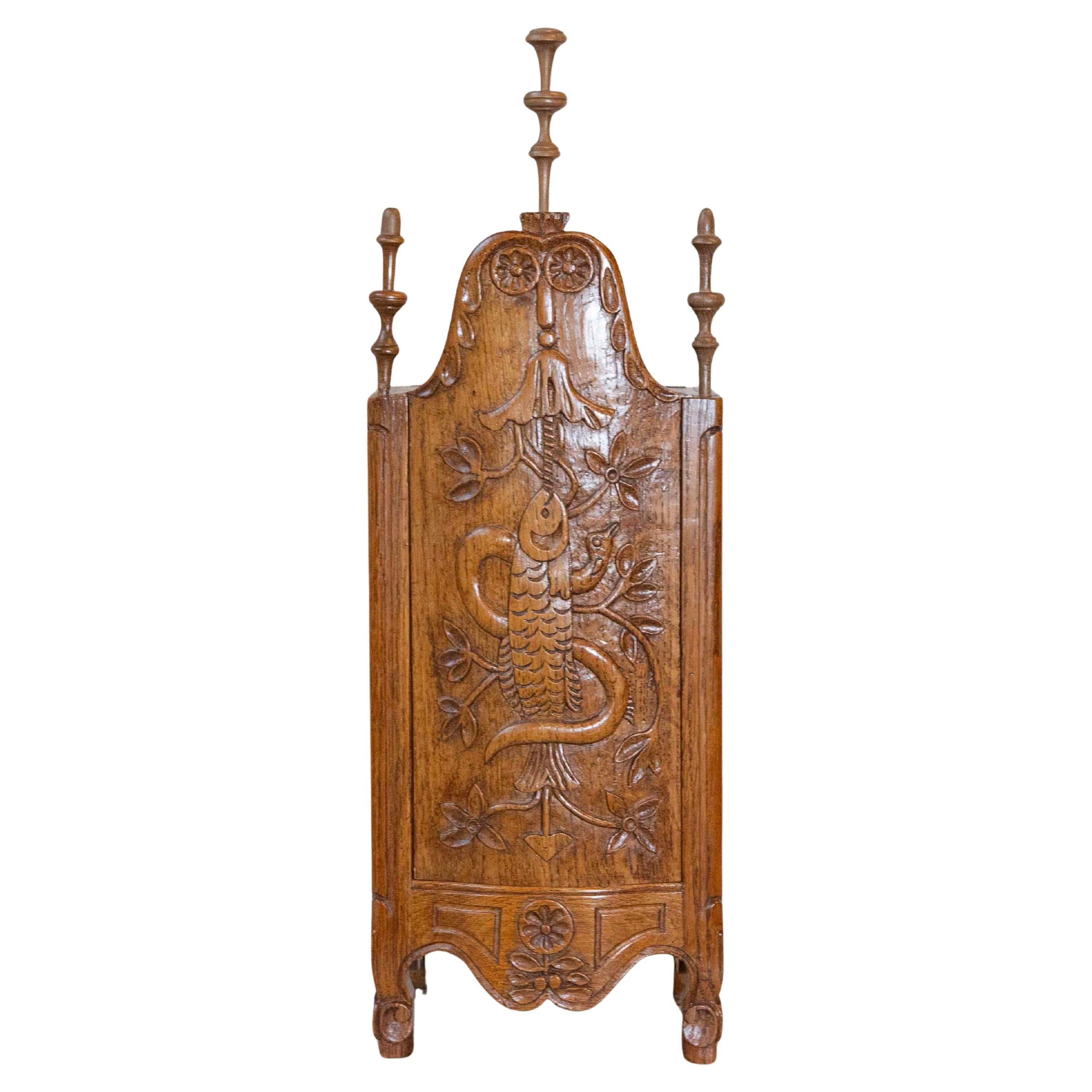 Early 20th-Century French Hand-Carved Flour Box For Sale