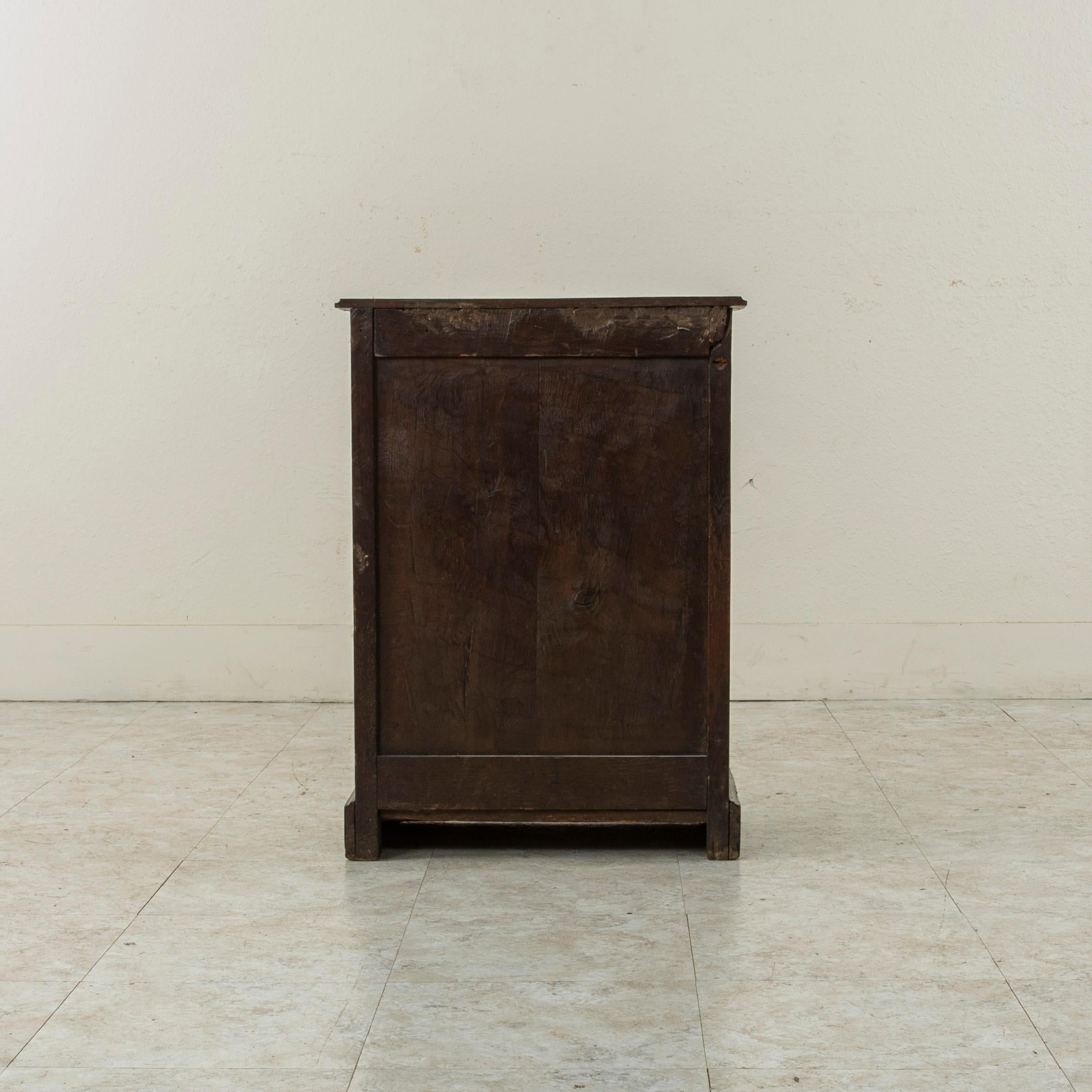 Iron Early 20th Century French Hand Carved Oak Cabinet, Nightstand, or Side Table