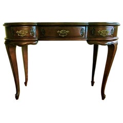 Used Early 20th Century French Hand Carved Oak Kidney Shaped Console Table or Desk