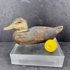 Early 20th Century French Hand-Carved Wood Folk Art Duck Decoy