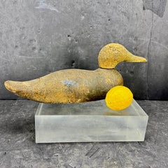 Early 20th Century French Hand-Carved Wood Folk Art Duck Decoy