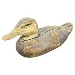 Early 20th Century French Hand-Carved Wood Folk Art Duck Decoy