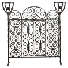 Early 20th Century French Hand Forged Iron Fireplace Screen with Hinged Doors