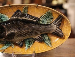 Early 20th Century French Hand Painted Ceramic Barbotine Fish Wall Platter