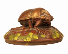 Französische Kaltbemalte Käferskulptur aus Keramik des frühen 20. Jahrhunderts von Ernest Dubois