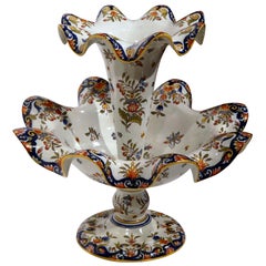 Early 20th Century French Hand Painted Faience Centerpiece from Normandy