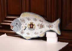 Early 20th Century French Hand Painted Faience Fish Platter from Normandy