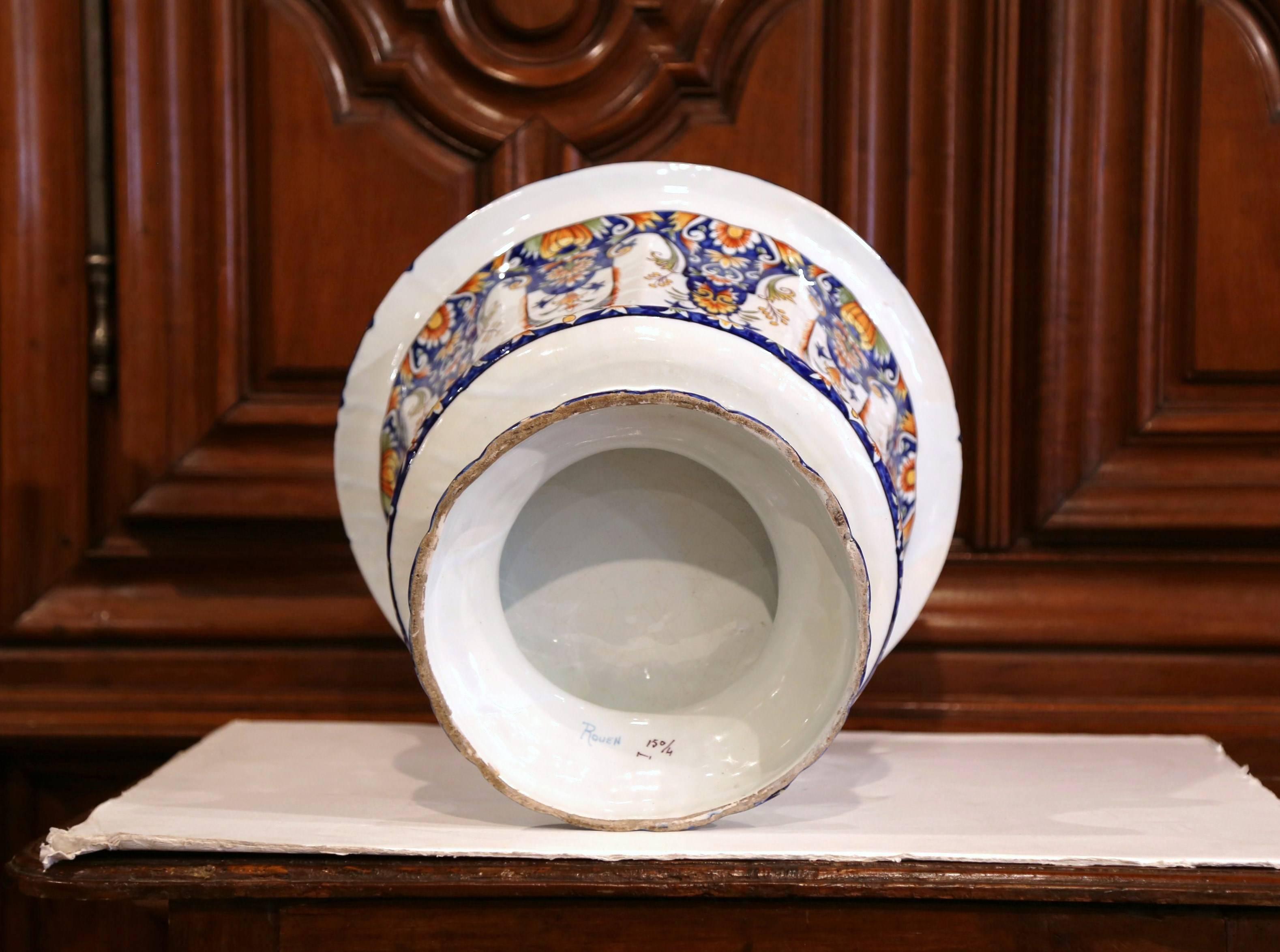 Early 20th Century, French Hand Painted Faience Planter from Normandy 2