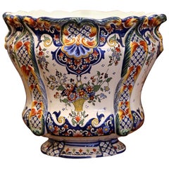 Early 20th Century, French Hand Painted Faience Planter from Normandy