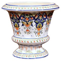 Early 20th Century, French Hand Painted Faience Planter from Rouen