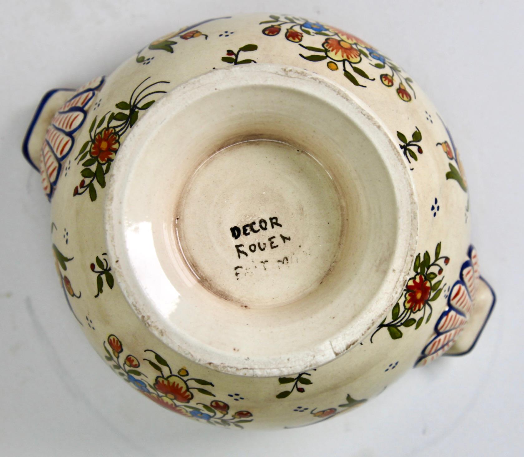 Early 20th Century French Hand-Painted Faience Terrine from Rouen For Sale 2
