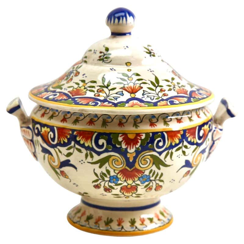 Early 20th Century French Hand Painted Faience Bouquetiere from Rouen ...