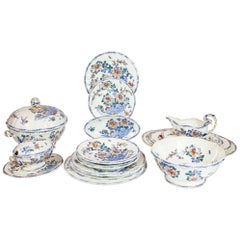 Early 20th Century French Hand Painted Gien Coq Pivoine Dinnerware