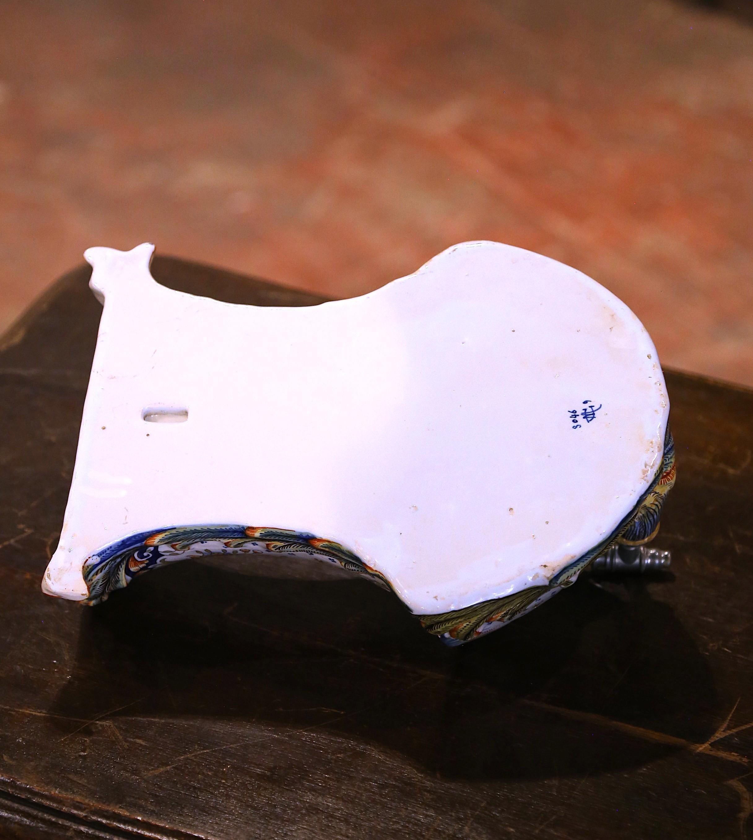 Fontaine Lavabo en faïence peinte à la main avec Stand, début du 20ème siècle en vente 4