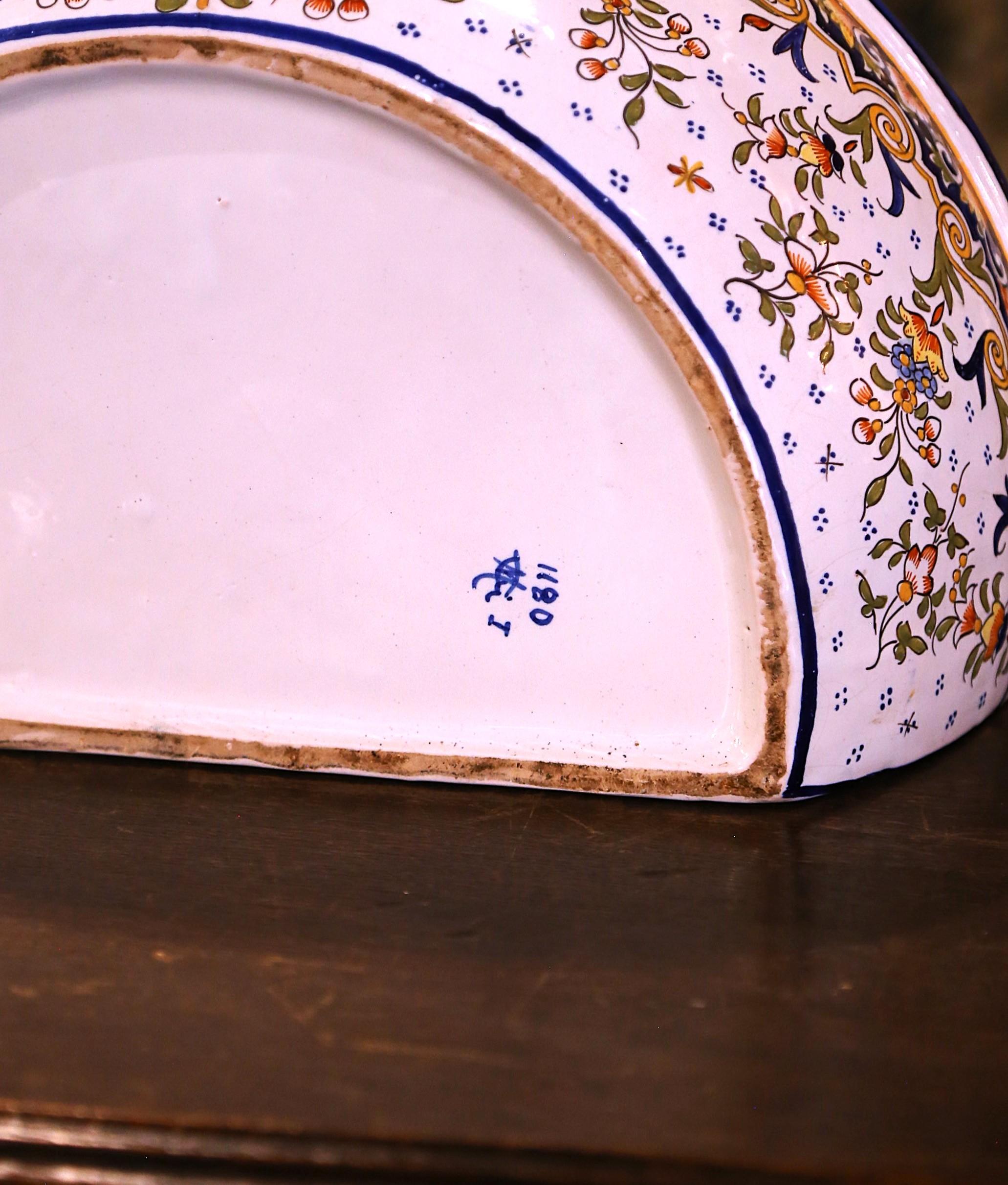 Fontaine Lavabo en faïence peinte à la main avec Stand, début du 20ème siècle en vente 9