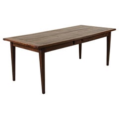 Early 20th Century French Hand Pegged Oak Farm Table, Dining Table with Drawer