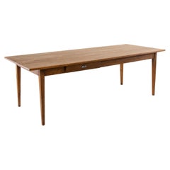 Early 20th Century French Hand Pegged Oak Farm Table, Dining Table with Drawer