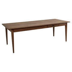 Early 20th Century French Hand Pegged Oak Farm Table, Dining Table with Drawer