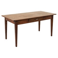 Early 20th Century French Hand Pegged Pitchpine Farm Table with Drawer