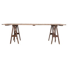 Early 20th Century French Hotel Sign Trestle Table