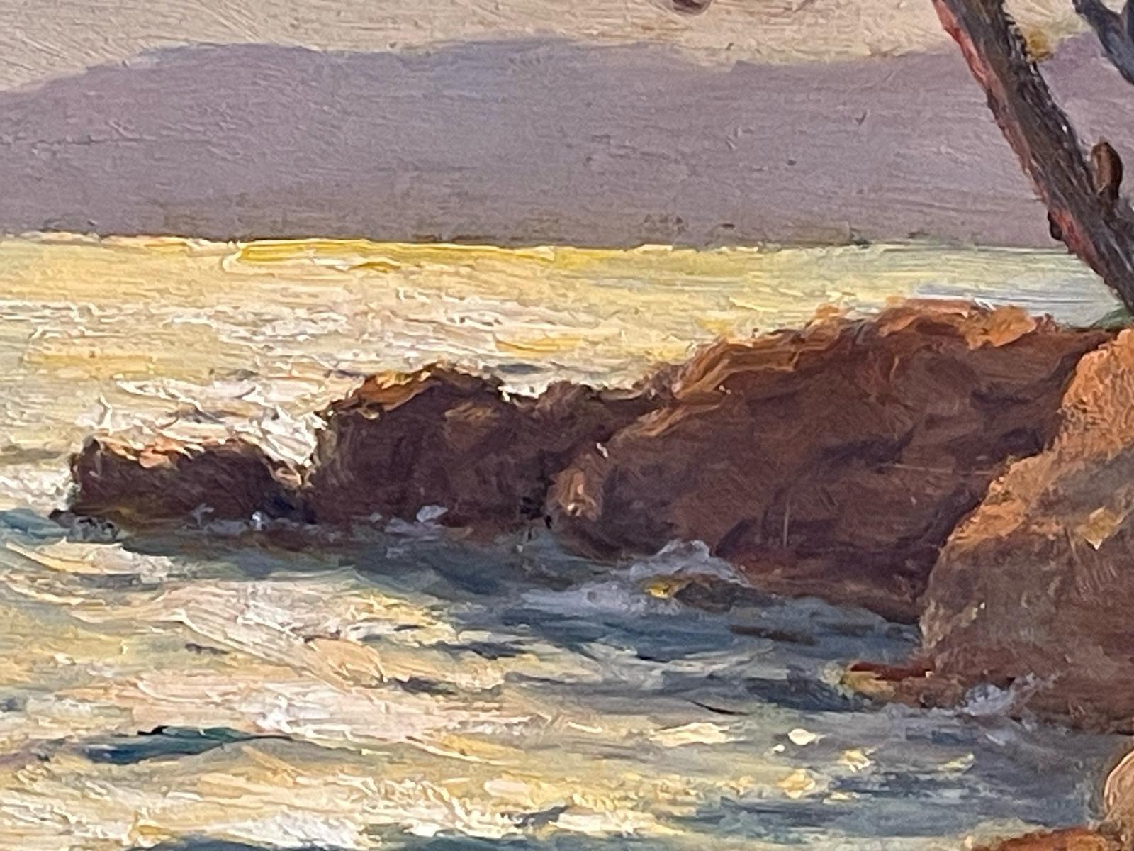 Französischer Impressionismus des frühen 20. Jahrhunderts, Jean Lafon, Rote Felsen an der Côte d'Azur (Geölt) im Angebot