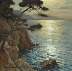 Early 20th-Century French Impressionist Painting, Jean Lafon, Coast in Moonlight
