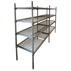Early 20th Century French Industrial Galvanized Zinc Shelving