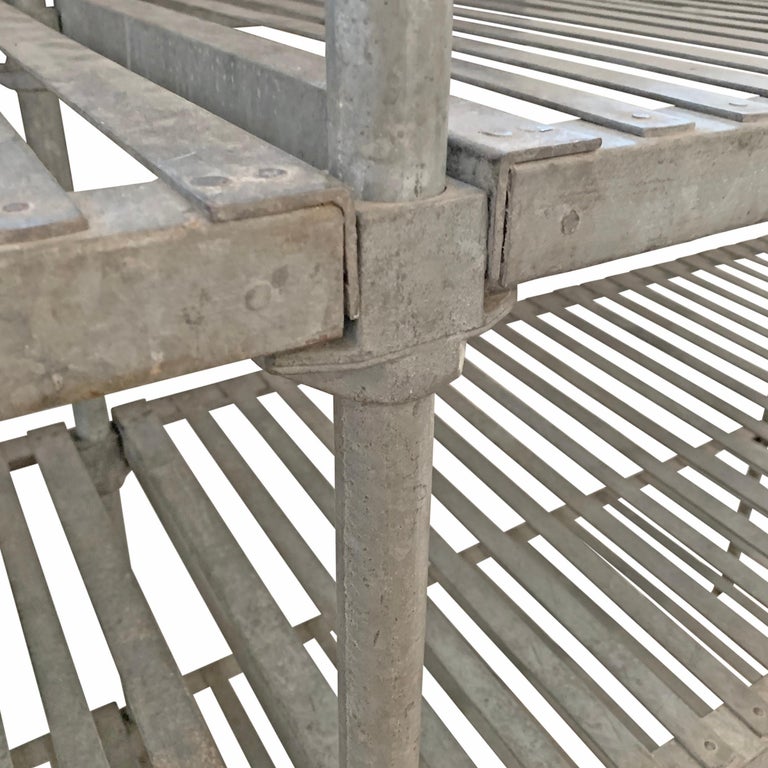 Early 20th Century French Industrial Galvanized Zinc Shelving at
