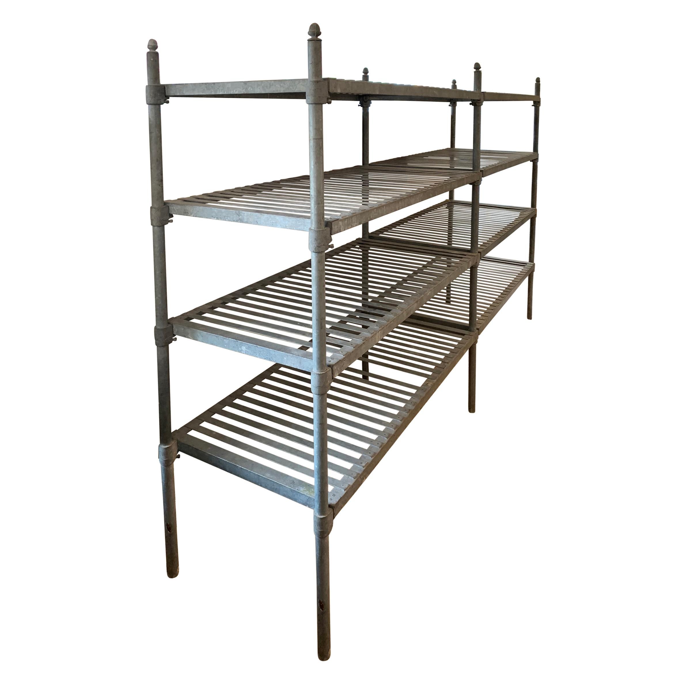 Early 20th Century French Industrial Galvanized Zinc Shelving 1