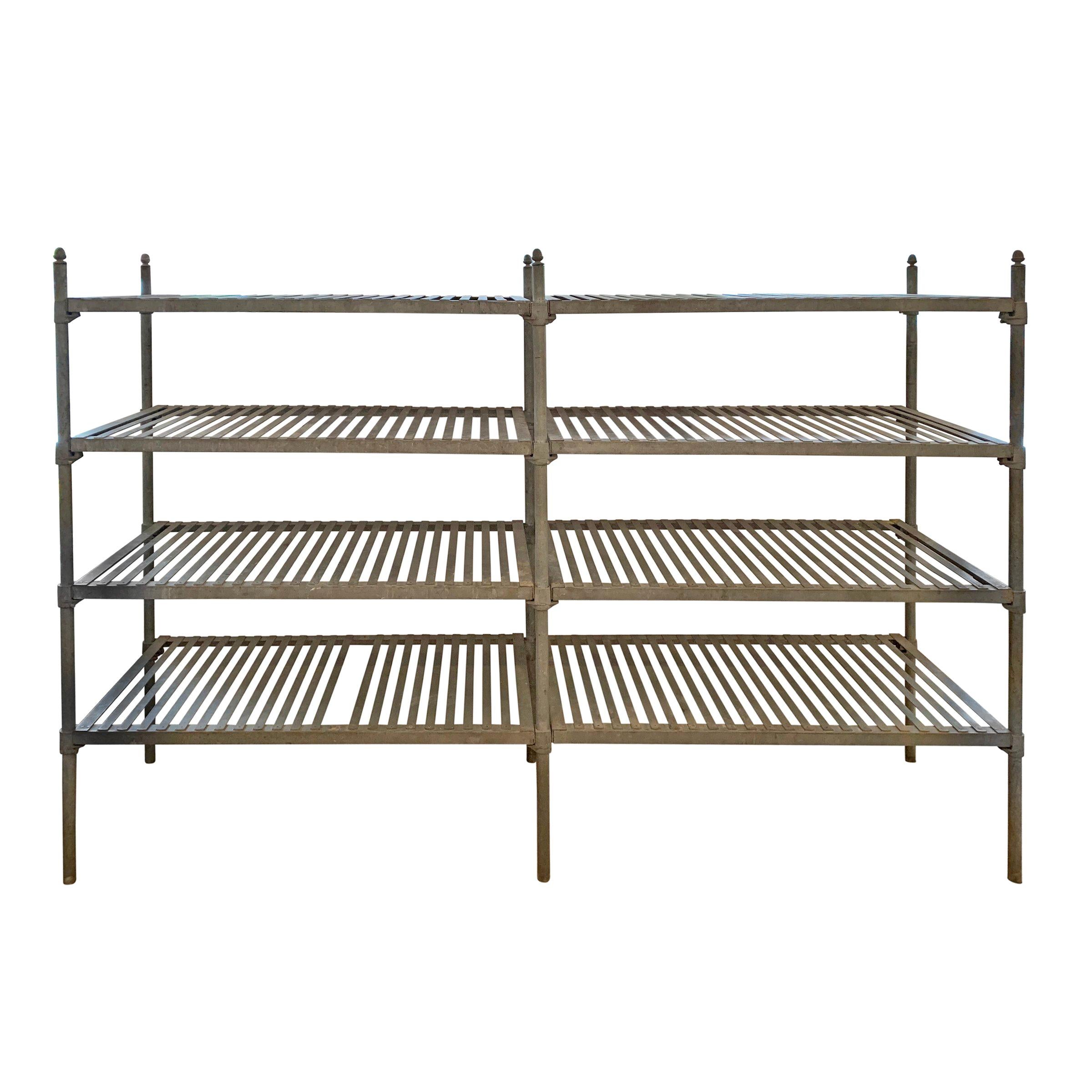 Early 20th Century French Industrial Galvanized Zinc Shelving