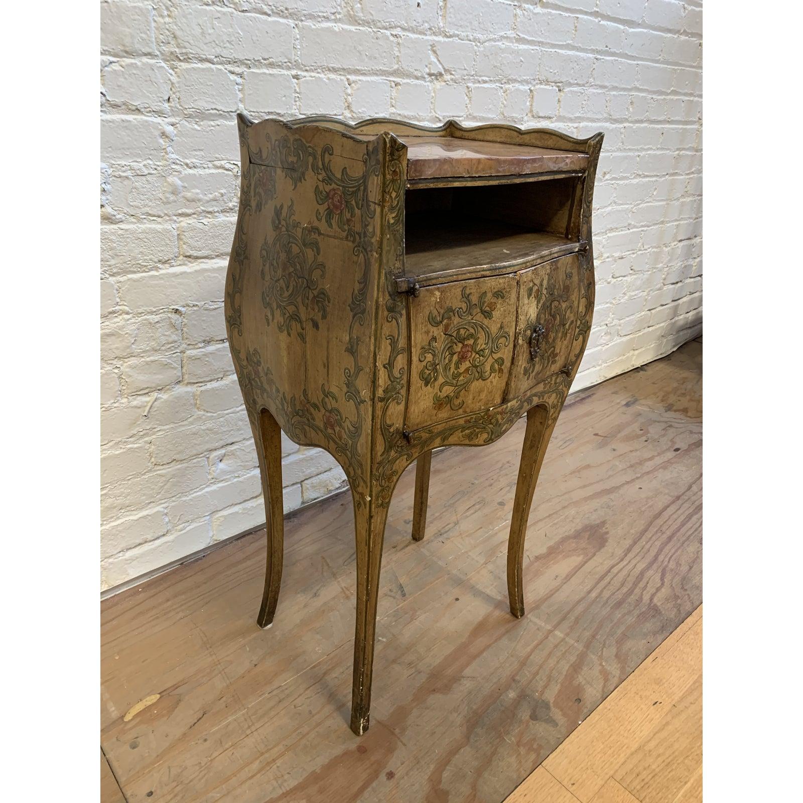 Early 20th Century French Inspired Hand Painted Side Cabinet and Marble Top For Sale 3