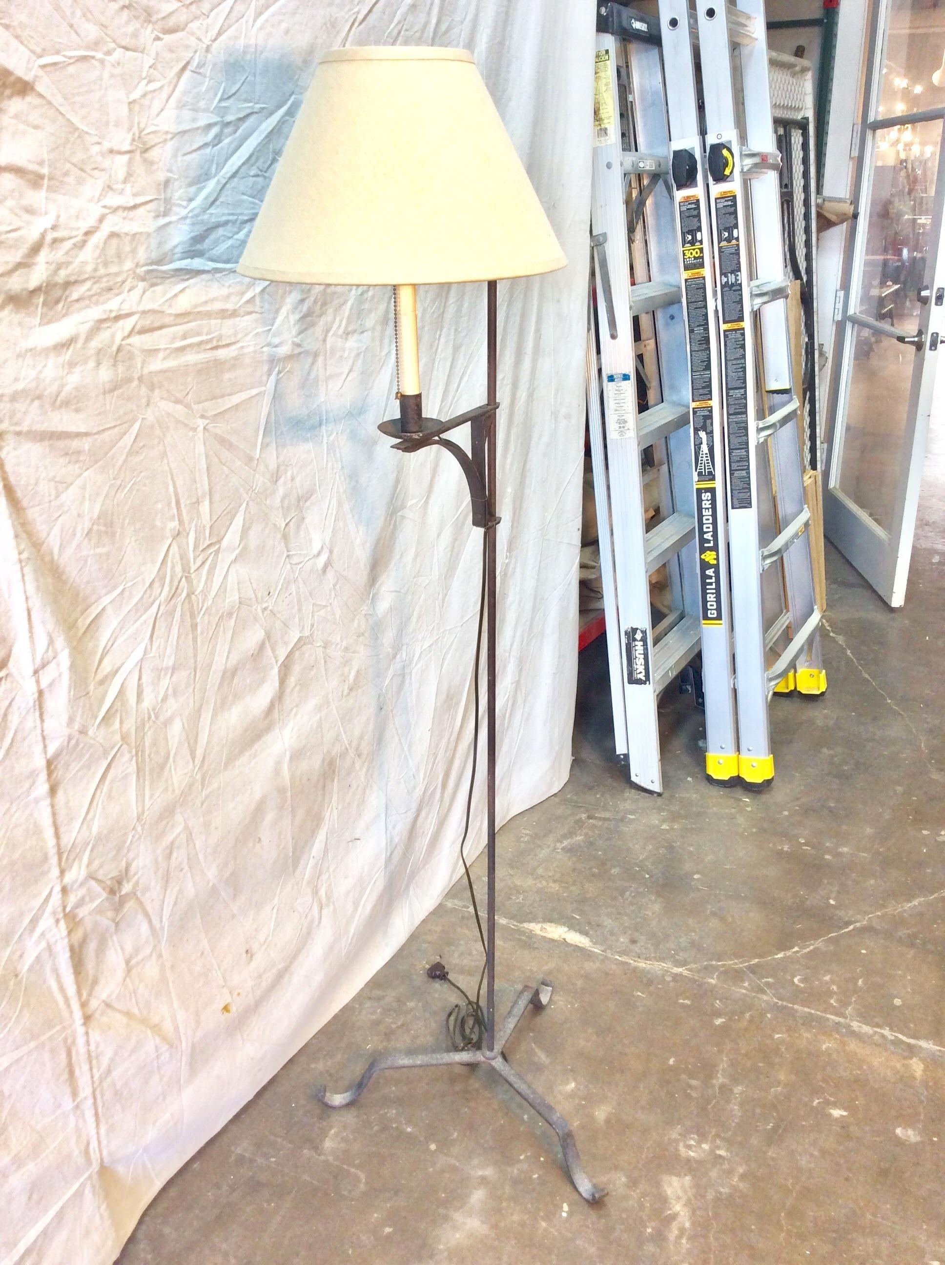 Found in the South of France this Early 20th century French Iron Adjustable Bridge Floor Lamp has been newly wired. The game of bridge was popular during this period, and these lamps used the newly available electricity to illuminate the game table.