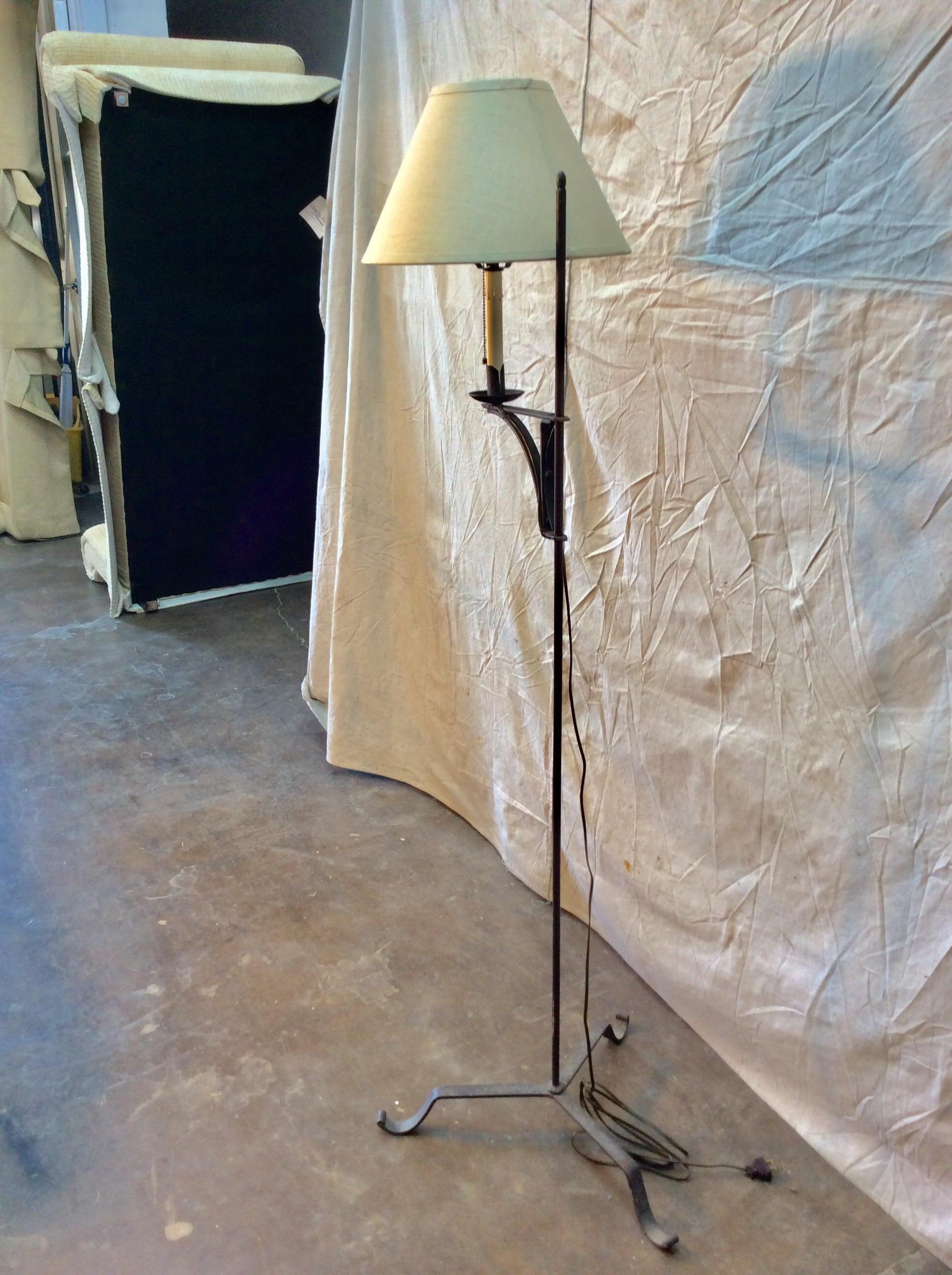 Early 20th Century French Iron Adjustable Bridge Floor Lamp In Good Condition In Burton, TX